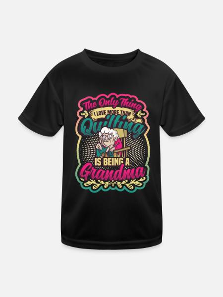 Nähen Quilter Oma Quilten - Kinder Funktions-T-Shirt - Schwarz - Vorne