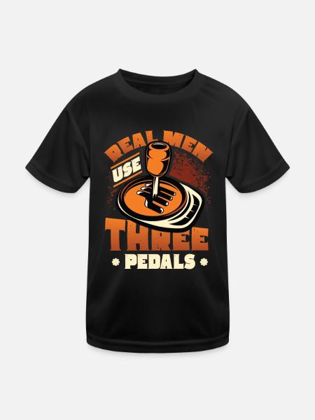 Echte Männer Verwenden Drei Pedale Auto Schalten - Kinder Funktions-T-Shirt - Schwarz - Vorne