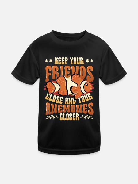 Lustiges Wortspiel Clownfisch Anemonen - Kinder Funktions-T-Shirt - Schwarz - Vorne