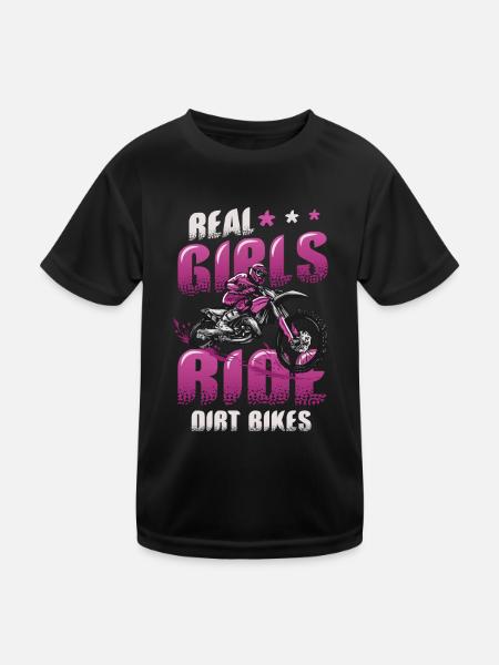 Les vraies filles conduisent des motos hors route, motocross féminin - T-shirt sport Enfant - noir - Devant