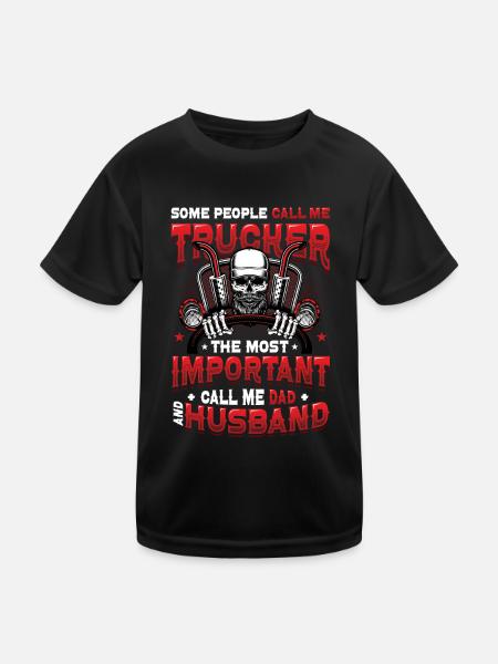 Trucker Husband Truck Driver Dad - Kids Functional T-Shirt - black - Front