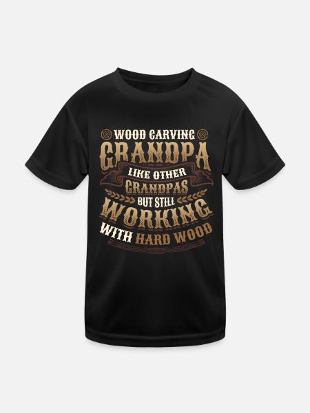 Woodcarving Grandpa Carpenter Woodworking - Kids Functional T-Shirt - black - Front