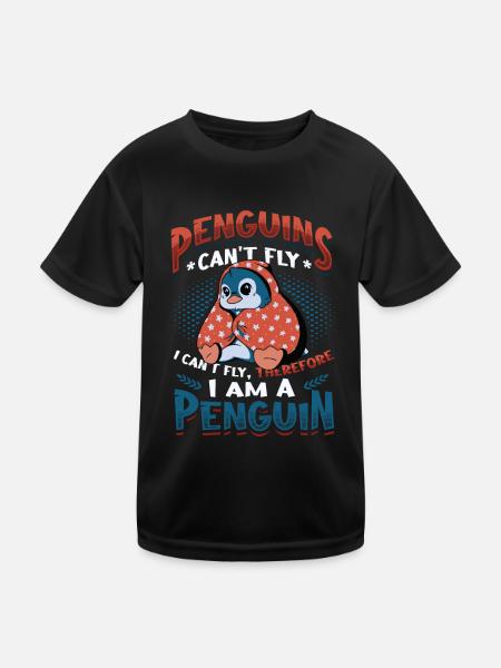 Les pingouins ne peuvent pas voler - T-shirt sport Enfant - noir - Devant