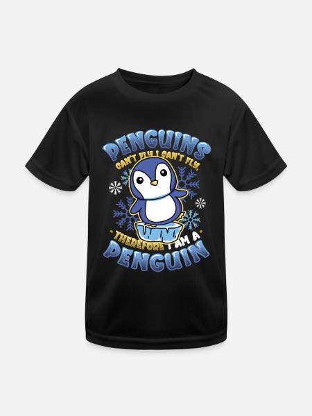 Penguins can't fly - Kids Functional T-Shirt - black - Front