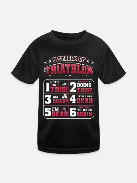 6 stages of triathlon - Kids Functional T-Shirt - black - Front