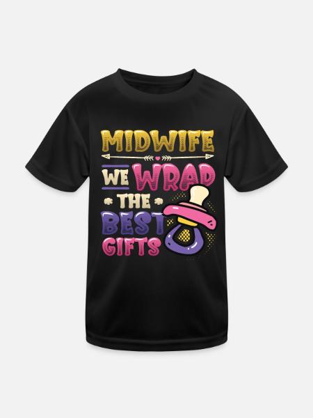 Sage-femme Nous emballons les meilleurs cadeaux - T-shirt sport Enfant - noir - Devant