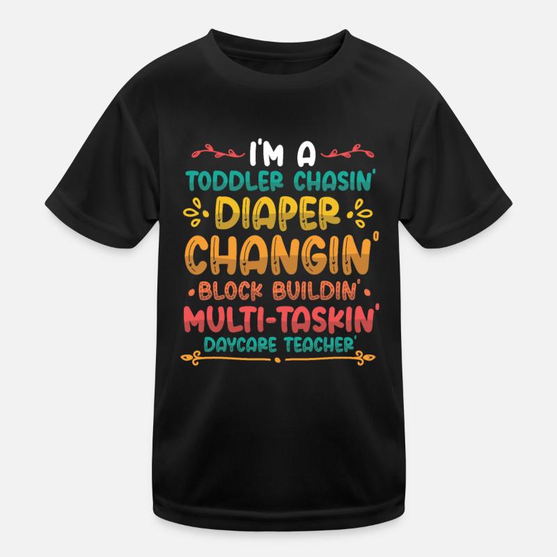 Toddler chases diaper, changing childminder Kids Functional T-Shirt
