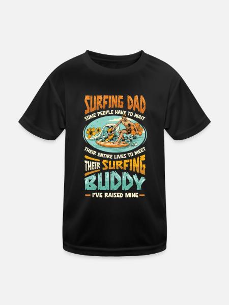 Père et fils surfeurs, surfeurs. - T-shirt sport Enfant - noir - Devant