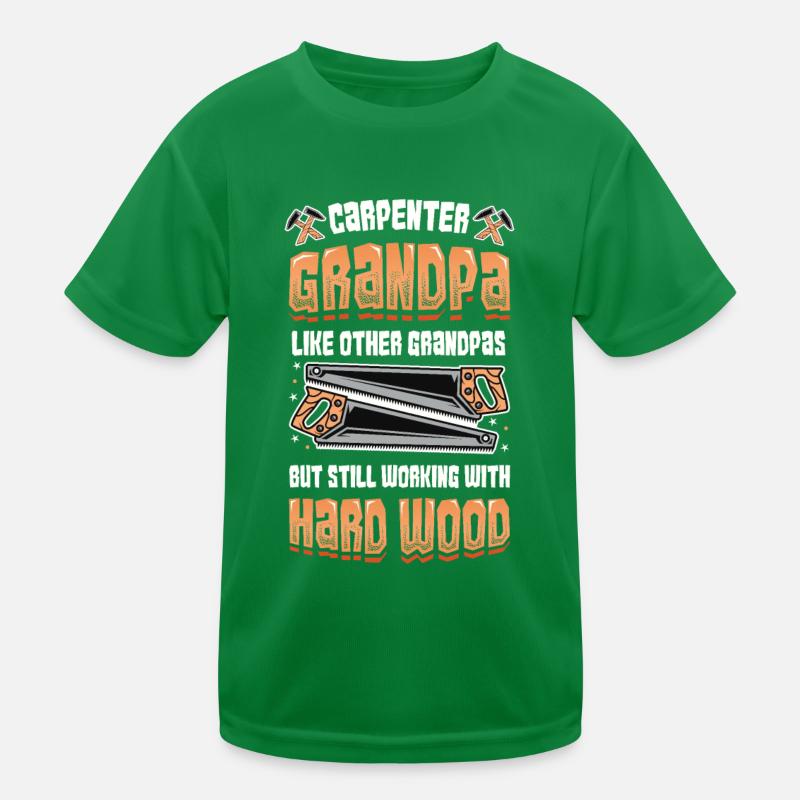 Grand-père charpentier, travaille avec du bois dur T-shirt sport Enfant