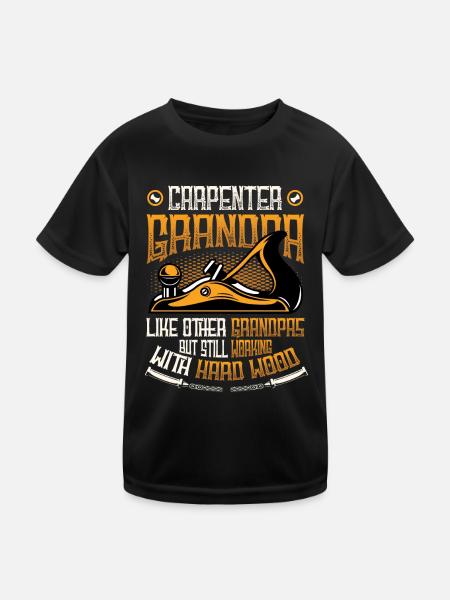 Grand-père charpentier, travaille avec du bois dur - T-shirt sport Enfant - noir - Devant