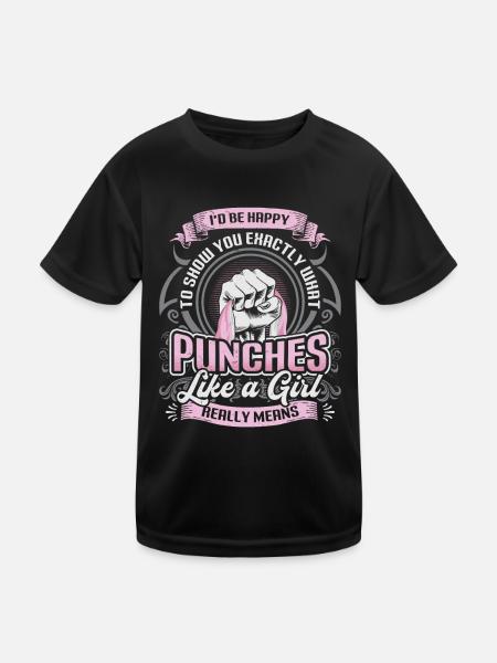Show what "punches like a girl" means: - Kids Functional T-Shirt - black - Front