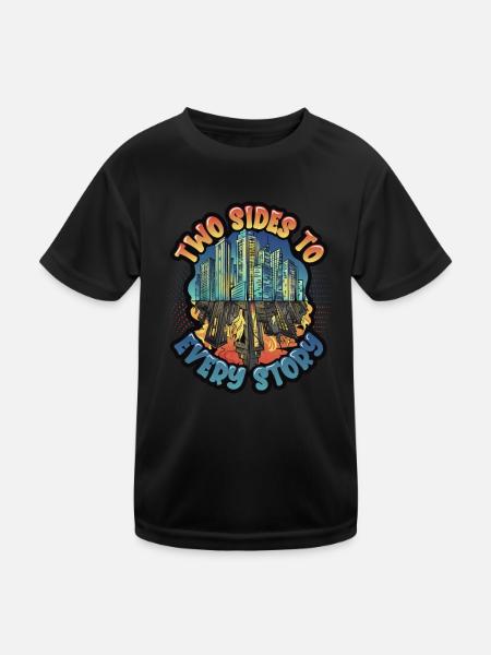 Chaque histoire a deux facettes, la protection de l’environnement - T-shirt sport Enfant - noir - Devant