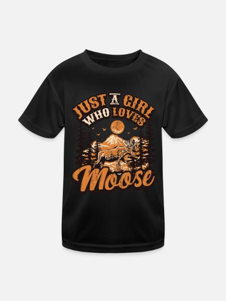 Just A Girl Who Loves Moose - Kids Functional T-Shirt - black - Front