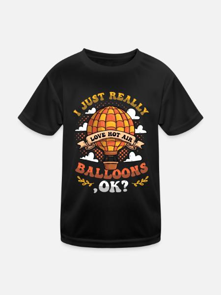 Ich Liebe Heißluftballons Einfach Sehr - Kinder Funktions-T-Shirt - Schwarz - Vorne