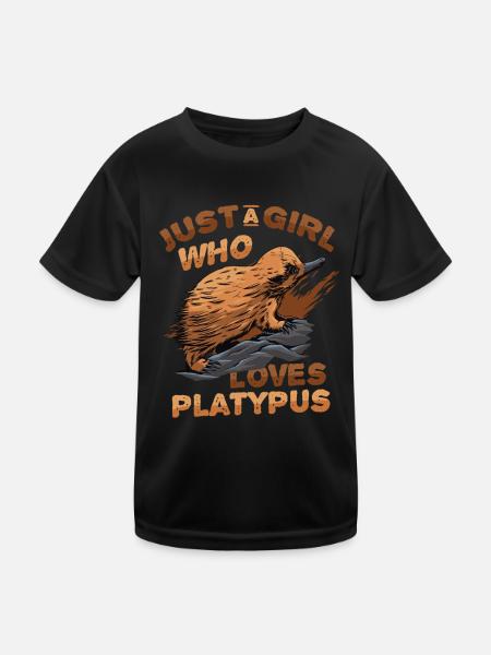Girls Platypus Lover - Just a girl who loves - Kids Functional T-Shirt - black - Front