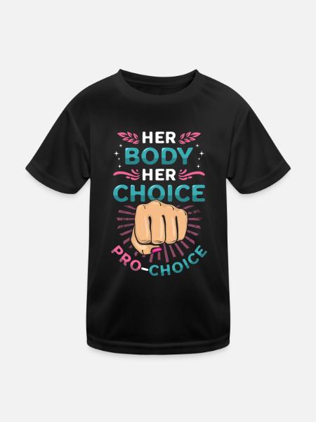 Son corps, son choix, les droits des femmes Pro Choice - T-shirt sport Enfant - noir - Devant