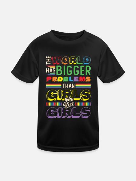 Des problèmes plus graves que les filles qui embrassent des filles - T-shirt sport Enfant - noir - Devant