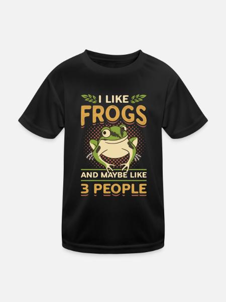 J’aime les grenouilles et peut-être 3 personnes - T-shirt sport Enfant - noir - Devant