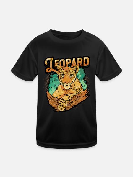 Leopard Lover Leopard Print - Kinder Funktions-T-Shirt - Schwarz - Vorne