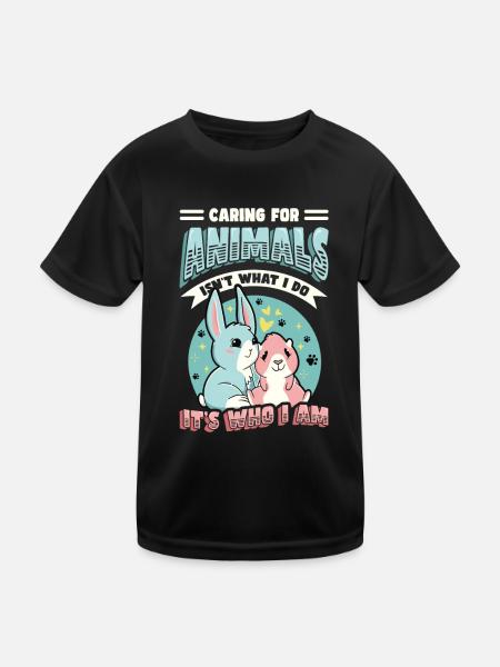 Caring for animals - animal shelter, animal lovers - Kids Functional T-Shirt - black - Front