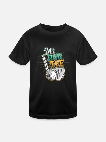Lets Par, Tee Golfer, Funny Golf Club - Kids Functional T-Shirt - black - Front