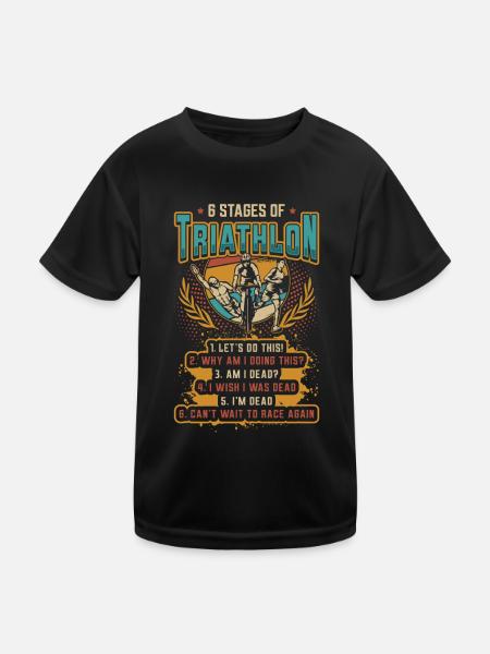 6 stages of triathlon - Kids Functional T-Shirt - black - Front