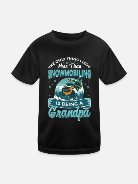 Snowmobiling, Grandpa, Snowmobile - Kids Functional T-Shirt - black - Front