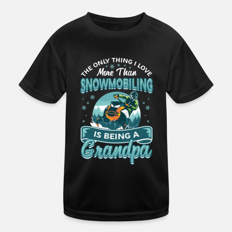 Snowmobiling, Grandpa, Snowmobile Kids Functional T-Shirt