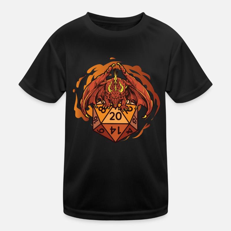 Drache Mit D20 Würfeln Kinder Funktions-T-Shirt