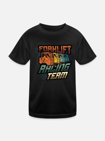 Gabelstapler-Rennteam, Funny Forklift Driver - Kinder Funktions-T-Shirt - Schwarz - Vorne