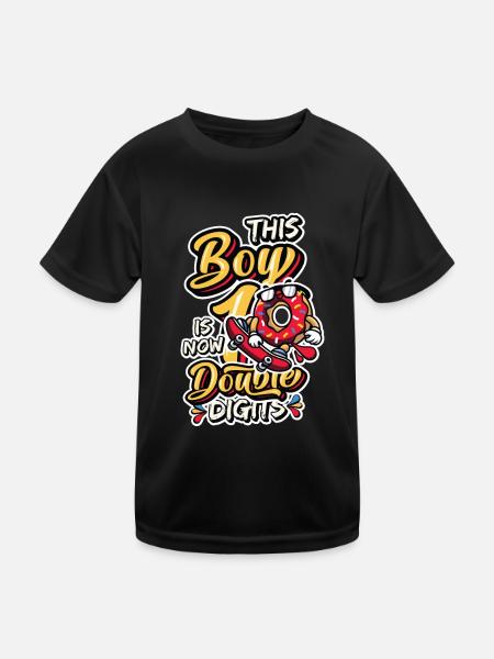 This boy is now 10, double digits - Kids Functional T-Shirt - black - Front
