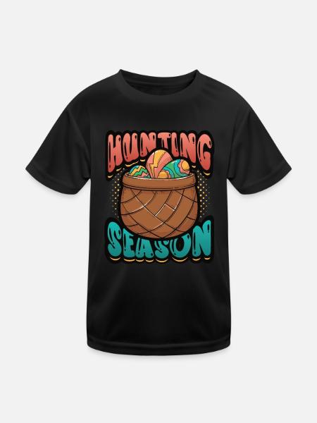 Ostereiersuche, Saison, Ostereierjagd - Kinder Funktions-T-Shirt - Schwarz - Vorne