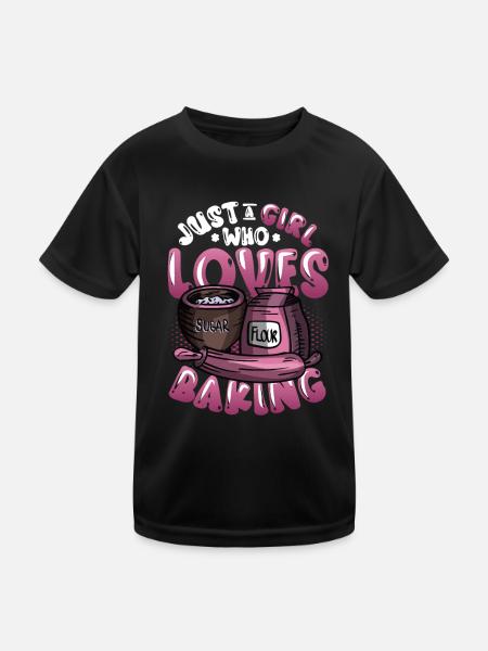 Only a girl who loves baking - Kids Functional T-Shirt - black - Front