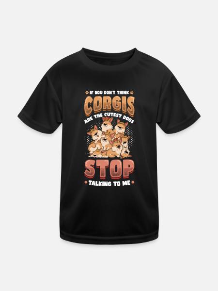 Mignon Corgi - T-shirt sport Enfant - noir - Devant