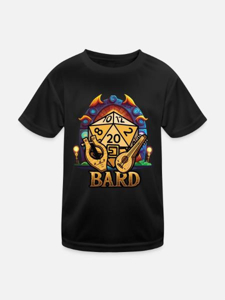 D20 Pen And Paper RPG Character Classes - Kids Functional T-Shirt - black - Front