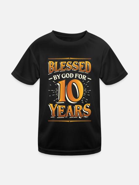 Religieusement bénis par Dieu heureux depuis 10 ans - T-shirt sport Enfant - noir - Devant