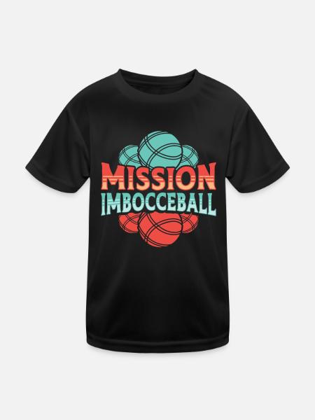Mission Imbocceball, Lustige Bocciakugel - Kinder Funktions-T-Shirt - Schwarz - Vorne