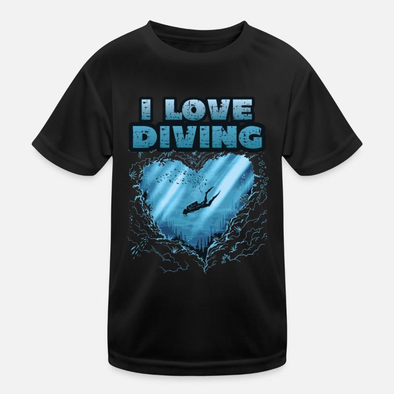 Ich Liebe Tauchen, Gerätetauchen Kinder Funktions-T-Shirt