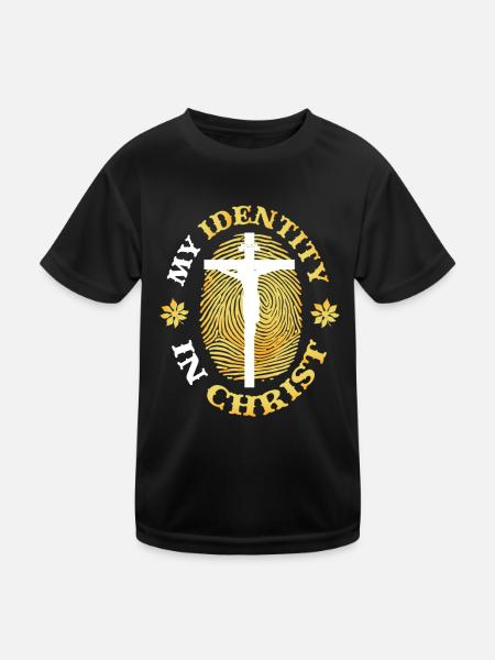 Mon identité en Christ, le christianisme - T-shirt sport Enfant - noir - Devant