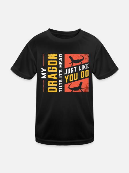 Mein Drache Neigt Seinen Kopf, Genau Wie Du - Kinder Funktions-T-Shirt - Schwarz - Vorne