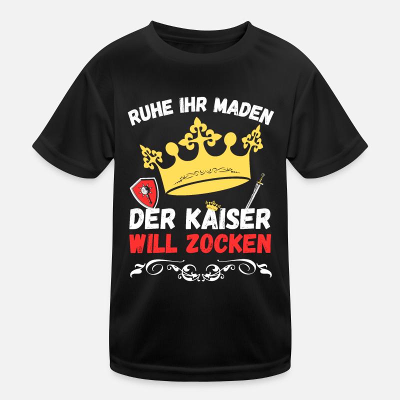 Ruhe ihr Maden der Kaiser will zocken - Design 2 Kinder Funktions-T-Shirt