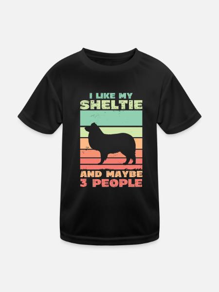 J’aime mon Sheltie et peut-être 3 personnes - T-shirt sport Enfant - noir - Devant