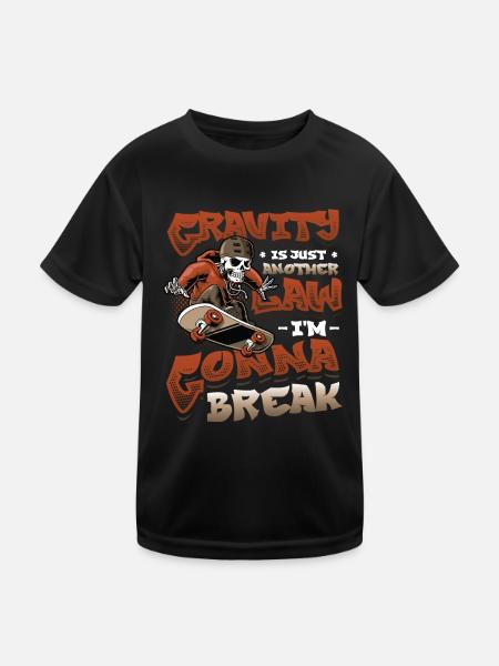 Skateboard Halfpipe, Tricks, Skateboarding - Kids Functional T-Shirt - black - Front