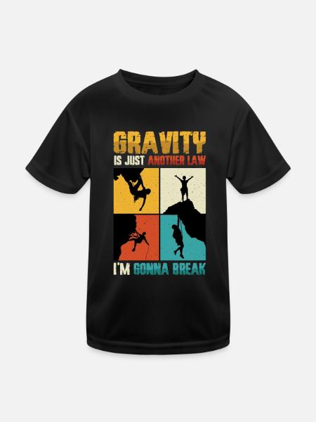 Anti-schwerkraft-bouldern, Felsklettern - Kinder Funktions-T-Shirt - Schwarz - Vorne