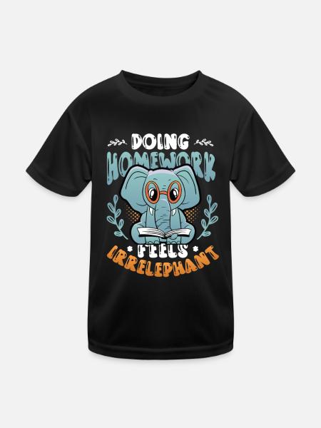 Doing homework doesn't feel good - Kids Functional T-Shirt - black - Front