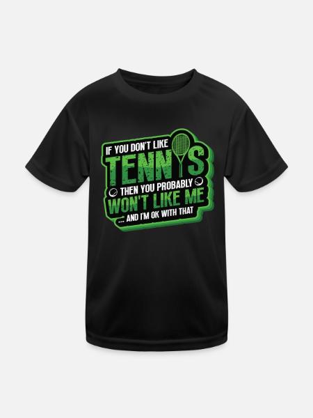 Tennistrainer, Tennisspieler, Tennistraining - Kinder Funktions-T-Shirt - Schwarz - Vorne