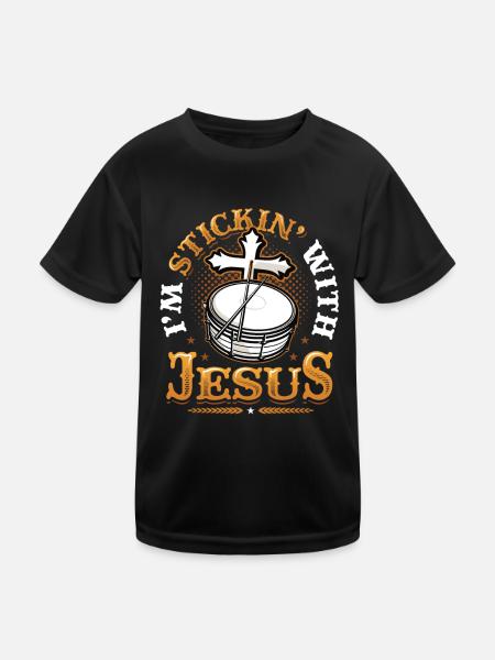 I stay with Jesus, Christian drummer - Kids Functional T-Shirt - black - Front