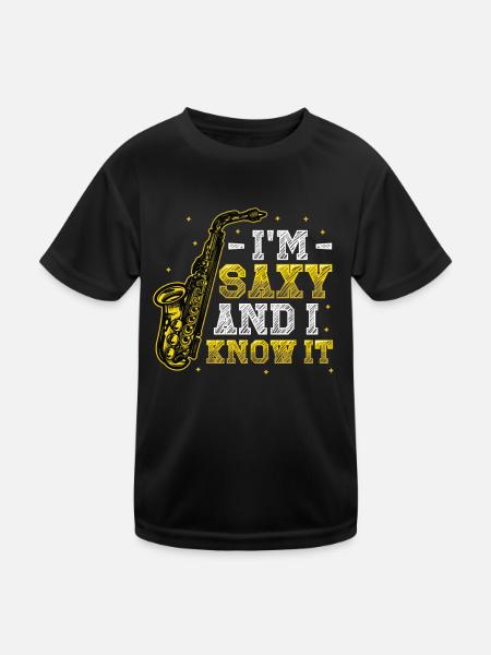 Ich Bin Saxy Und Ich Weiß Es - Saxophon - Kinder Funktions-T-Shirt - Schwarz - Vorne