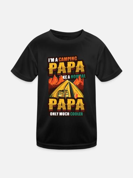 Camping Papa, campfire - Kids Functional T-Shirt - black - Front