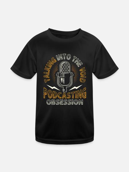 Sprechen In Die Leere, Podcasting Besessenheit - Kinder Funktions-T-Shirt - Schwarz - Vorne